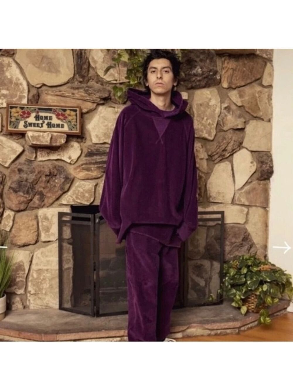 Drew House Corduroy Hoodie Purple Unisex XL/XXL Sweatshirt Raw Hem Cotton
